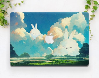 Macbook case anime Cute Kawaii Macbook case blue Clouds case nature Mountains Funny bunny Animal Pro 14 Pro 16 Air 15 Air 13 2026 M5 M4 Neo