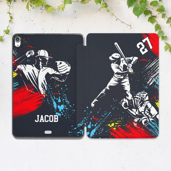 Baseball art iPad case black iPad came name Personalized case iPad case custom iPad case men iPad case boys iPad Pro case iPad 9 7 2018 Gift