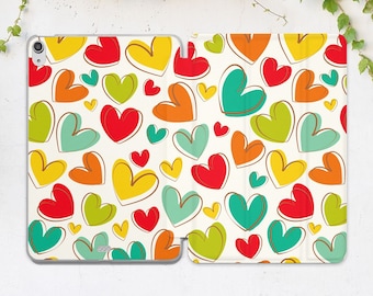 iPad case heart Bright retro art iPad case cute Gift for her iPad 10 9 case iPad flip stand iPad 10 2 case iPad 10th gen case iPad Air 5