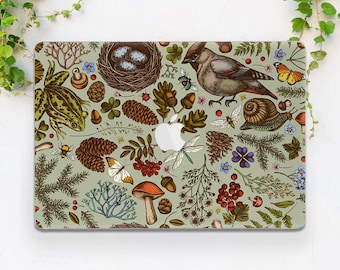 Mushrooms art case Macbook case green Forest plants case Botanicalcase Macbook case bird Forest animals Witchy Pro 14 Pro 16 Air 15 Air 13