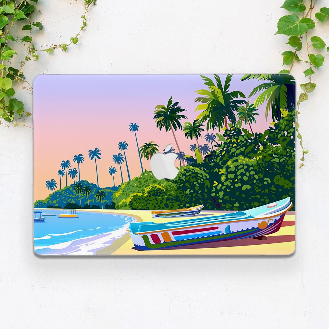 Sea Traveling MacBook Case Boat Palm Tree Cover MacBook Case Nature ...