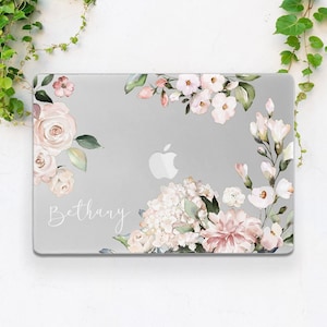 Light pink roses Macbook case name Transparent cover Macbook case floral Macbook case custom Macbook hard case Pro 16 2021 case  Pro 13 2022