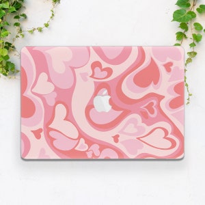 Pink hearts art Valentines day gift Macbook case pink Hippie art case Macbook hard case Macbook Pro 15 Pro 13 2022 case Air 13 M2 case Cute