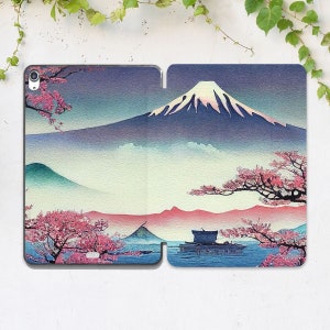 Japanese nature Inspirational case Sakura flowers case Miuntains art case iPad case elegant Aesthetic case iPad Pro case iPad 11 iPad mini