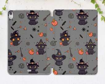 Anime black cat iPad case pumpkin Gray smart case iPad smart case iPad Pro case iPad 10 9 case Halloween decor iPad 10th gen case iPad Air