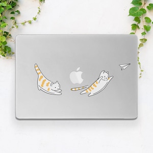 Kawaii koty nadruk Macook etui samolot Przezroczyste etui Macbook twarde etui Macbook M2 etui Macbook etui zwierzę Macbook Pro 15 Macbook Pro 16 Air