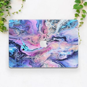 Aesthetic swilrs Macbook case pink Blue wave print Macbook hard case Abstract art cover Watercolor print Minimalist Simple cover Aesthetic