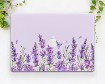 Macbook case lavender Macbook case purple Air 13 M5 Pro 14 Pro 16 2026 Air 13 Air 15 Neo  Macbook hard case Cute flowers Macbook case floral