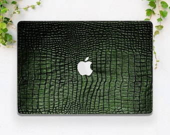 Macbook case crocodile Leather print Hard plastic case Deep green case Macbook Animal print Macbook case fashion Air 13 Pro 14 Air 15 Pro 16