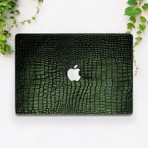 Macbook case crocodile Leather print case Deep green case Macbook hard case Macbook Pro 16 Macbook Pro 13 Macbook M1 air Macbook Pro 14 Men