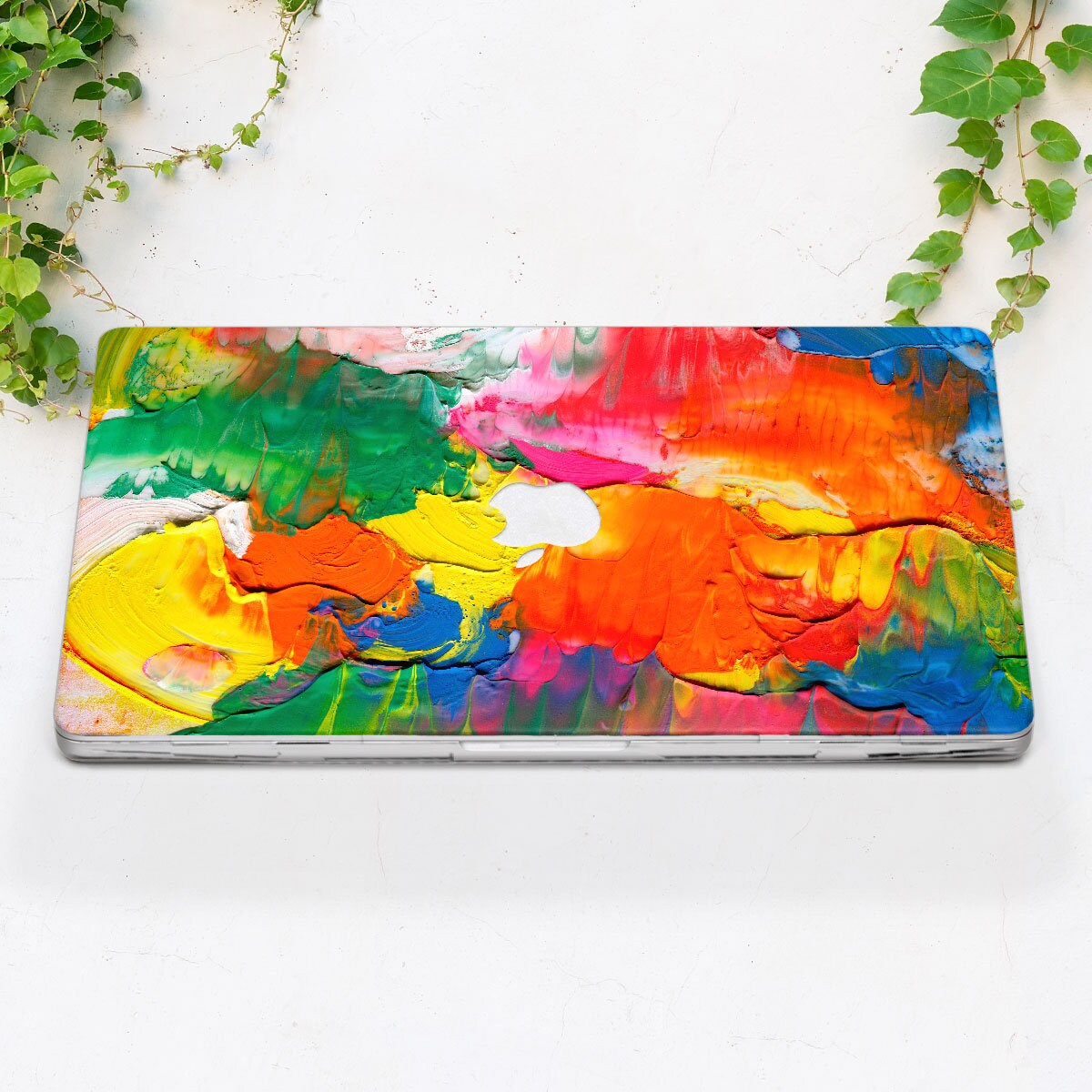 油絵プリントのMacBookケース 抽象画 シンプルプリントケース MacBook