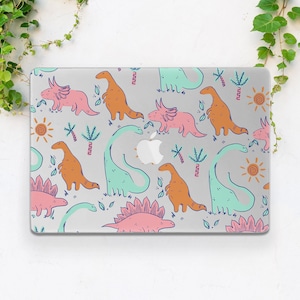 Funny dinosaur art Macbook case animals Transparent case Cute Kawaii animal Cartoon print case Macbook case clear Sun art case M2 M1 case