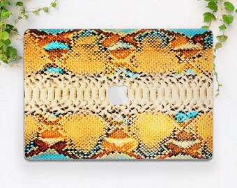 Snake skin print Macbook case yellow Animal print Serpent skin print Macbook hard case Fashion Animal Air 13 Air 15 Pro 16 Pro 14 Pro 13