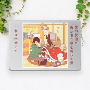 Macbook case anime Kawaii cat case Cute animals art Macbook case cozy Macbook case clear Cat lover gift Cartoon art case Transparent Cover