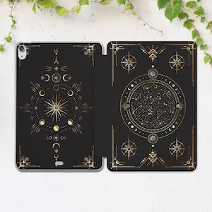 Étui pour iPad noir Constellations art, étui pour iPad étoiles gothique occulte, étui intelligent pour iPad, étui à rabat pour iPad, étui pour iPad 10 2, étui pour iPad Air 5 pour iPad