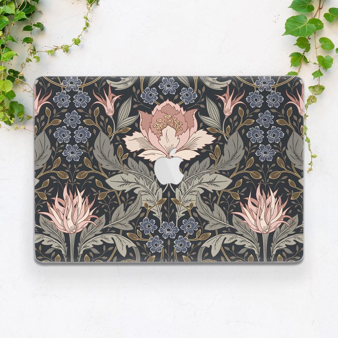 Aesthetic Ornament Pale Pink Flower MacBook Hard Case Vintage Print ...