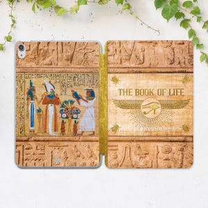 iPad case Egyptian Book of life iPad case eye Pharaon Aesthetic Scarab Sun Wings Magic Beige Sand History 11th gen A16 Air 13 11 Pro Mini 7