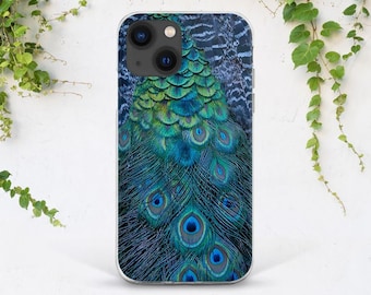 iPhone case peacock iPhone case feathers Elegant cover Blue Green Bird feather print iPhone silicone case Inspirational animal print Cute