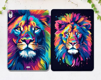 Raibow lion Pop art case African animal art iPad smart case iPad case stars iPad case boys iPad case man iPad case girls 10th gen 9th gen