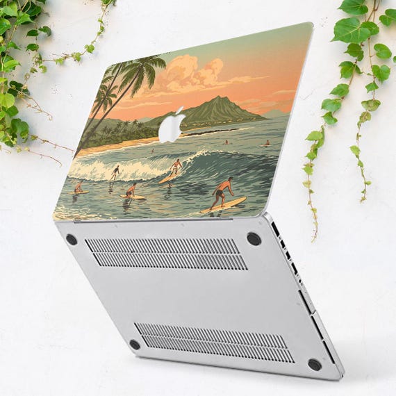 Surfing Art Case MacBook Case Ocean Sea Water Wave Mountains Palm