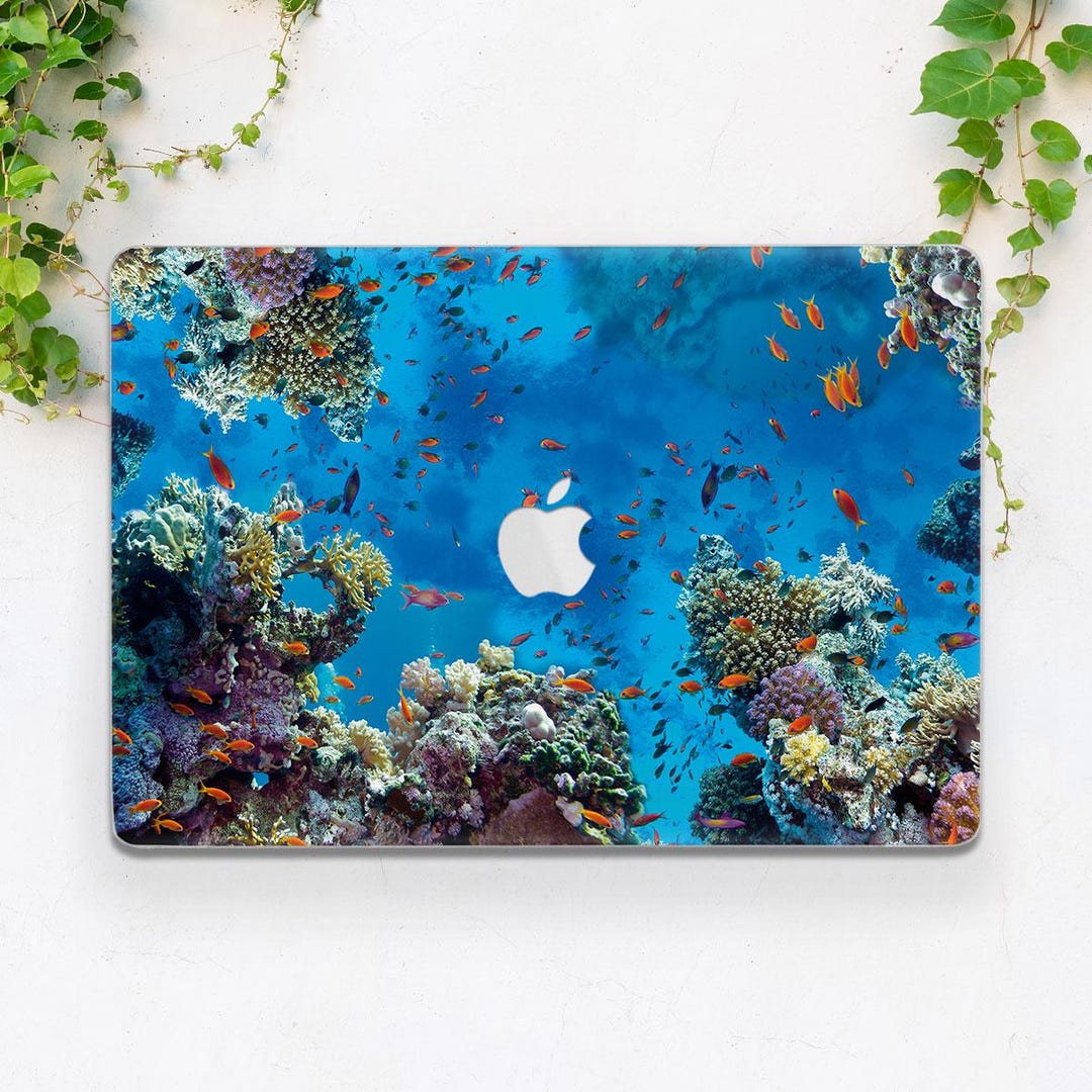 Ocean Water Art MacBook Case Blue Cute Orange Fish Corals Print Case ...