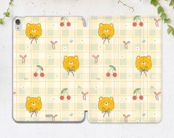 iPad case cherries Bow and bears Kawaii animal Cute summer Checkered Cottagecore iPad case floral Berries Air 13 Pro 13 11th gen Mini 7 A17