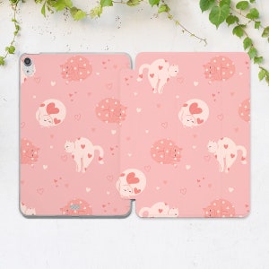 Valentines day cats iPad case pink Romantic art case iPad case love iPad smart case iPad case heart iPad 12 9 4th gen Air 13 Pro 13 Mini 7