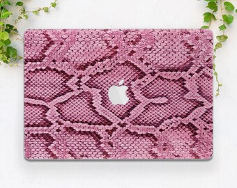 Cute pink cover Serpent skin print Macbook animal print snake Fashion Girly cover Trendy Air 15 Air 13 M5 M4 Pro 16 2025 Pro 14 Pro 13 M2