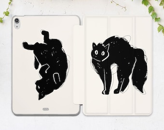 Funny black cat Simple Minimalist iPad light case iPad case animal Kawaii Cats lover gift Witchy Air 13 Pro 13 Mini 7 A17 10 9 A16 11th gen