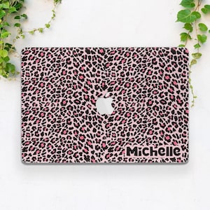 Macbook case leopard Macbook case custom Pink animal print Macbook case name Personalized case Macbook case cute Fashion Trendy Heat case