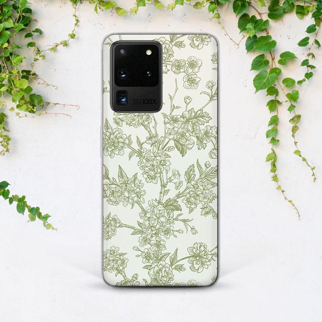 Spring Phone Cases Simple Spring Flowers Cover Case for Samsung Minimalist Floral Art Light Beige ...