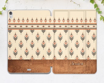 iPad case boho Wood print case iPad case name Native pattern iPad flip stand iPad 10 9 case iPad 10 2 case iPad mini 6 case iPad smart case