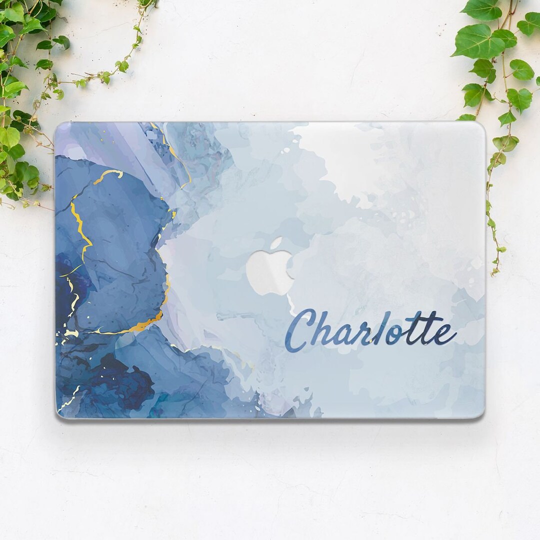 MacBook Case Blue Name Light Blue Marble MacBook Case Custom Elegant ...