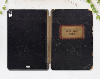 Vintage Buchdruck iPad Hülle Ihre Text Personalisierte iPad Hülle Name Schwarzes Cover Angepasst Air 13 Pro 13 12 9 11 2025 Mini 7 11th gen