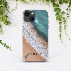 iPhone case ocean Custom phone case iPhone case name iPhone case beach Personalized case iPhone 12 mini iPhone 11 Pro iPhone 13 Pro Max Blue