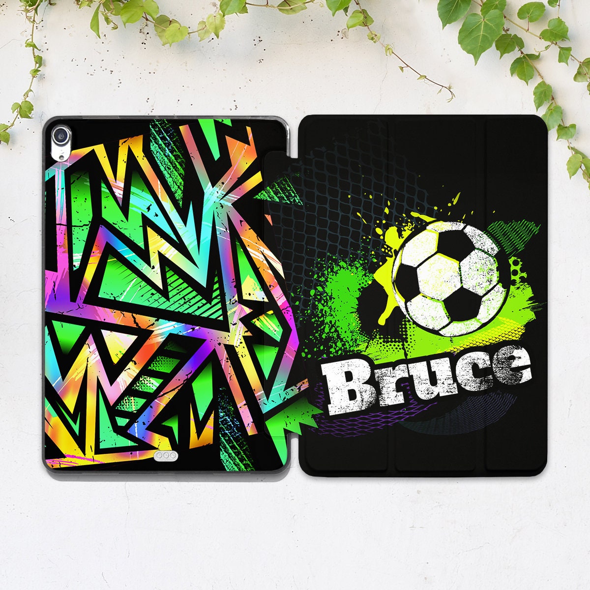 IPad Case Boy Sport Art Case iPad Case Football Rainbow iPad Case
