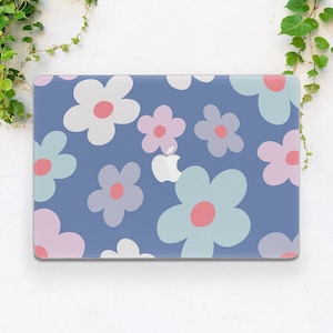 Simple flower art Macbook case blue Macbook hard case Macbook case floral Botanical art case Air 13 M2 case Pro 13 2022 case Macbook Pro 14