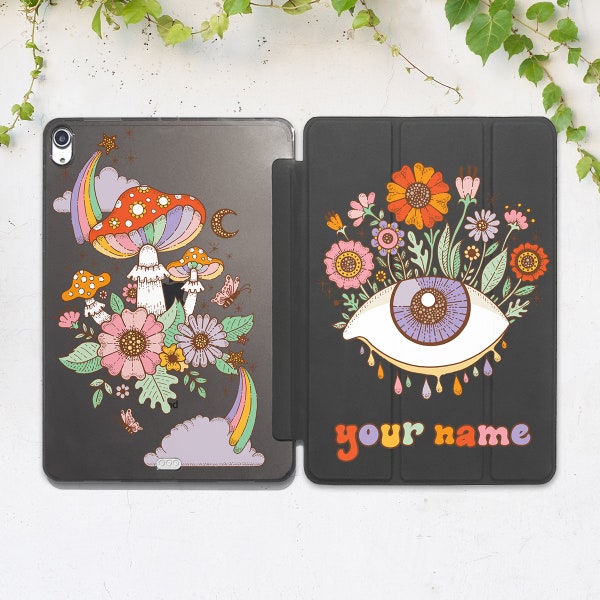 iPad case eye iPad case hippie iPad case name Custom smart case iPad white case Trippy mushrooms iPad botanical iPad Air 5 case 10th gen