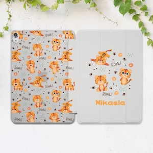 iPad case tiger iPad case kids Cute Kawaii Cartoon art case iPad flip cover Funny smart case Animal print iPad smart case Girly cover Gift