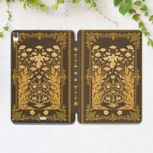 Vintage book print Plants Floral art case iPad case retro iPad case botanical Floral art case iPad case brown iPad flip cover iPad case 12 9