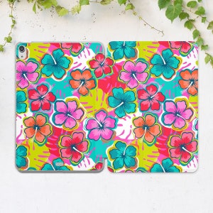 May include: A colorful phone case with a tropical hibiscus flower pattern. The case is made of a durable material and features a vibrant pink, red, blue, and green color scheme.