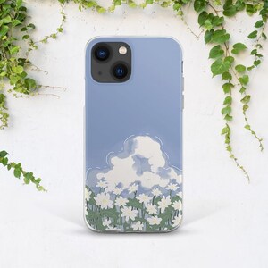 Summer nature iPhone case sky Daisy flowers case iPhone case clouds White flower case Cute Aesthetic print iPhone XR case iPhone 14 silicone