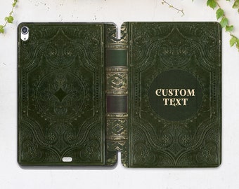 Dark green case Vintage book print Custom iPad case iPad case name Custom saying here iPad 10 2 iPad Air 4 case iPad 11 2021 iPad Air 5