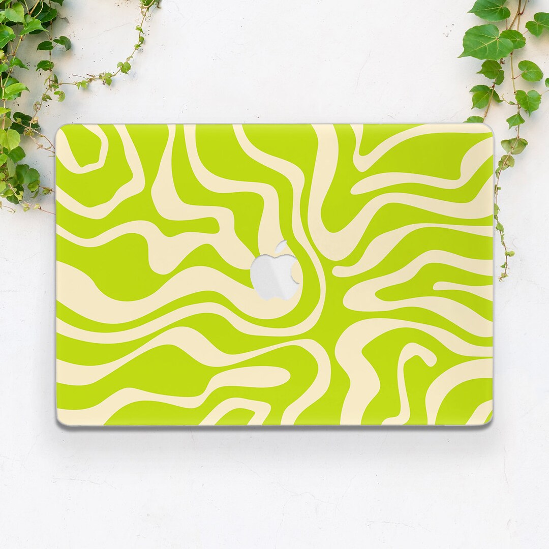 Green Wave Art MacBook Case Beige Minimalist Simple MacBook Hard Case ...