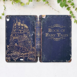 Fairy Tales book print iPad case blue Vintage book print Magic castle art iPad case simple iPad Pro case iPad 10 9 case iPad 11 2022 case