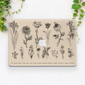 Botanical art case Flowers art case Macbook case beige Macbook case science Macbook hard case Macbook floral Air 15 Pro 16 Air 13 Pro 13