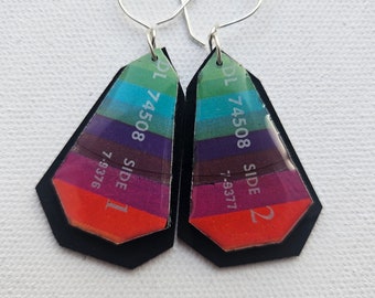 Retro, Rainbow Earrings, Side 1 Side 2, Recycled, Vinyl Record Earrings