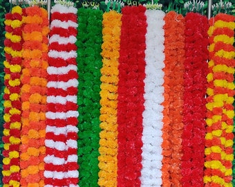 Artificial Marigold Garlands Pack of 5 Indian Wedding Diwali Festival Décor Flowers