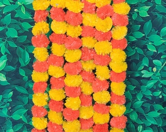 Yellow Orange Marigold Garland: Indian Wedding Diwali Mehendi Christmas Flower Decoration