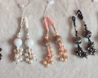 Handmade Indian Beaded Tassels Saree Blouse Embellishments Decorative Charms Craft Supplies 2 Pieces